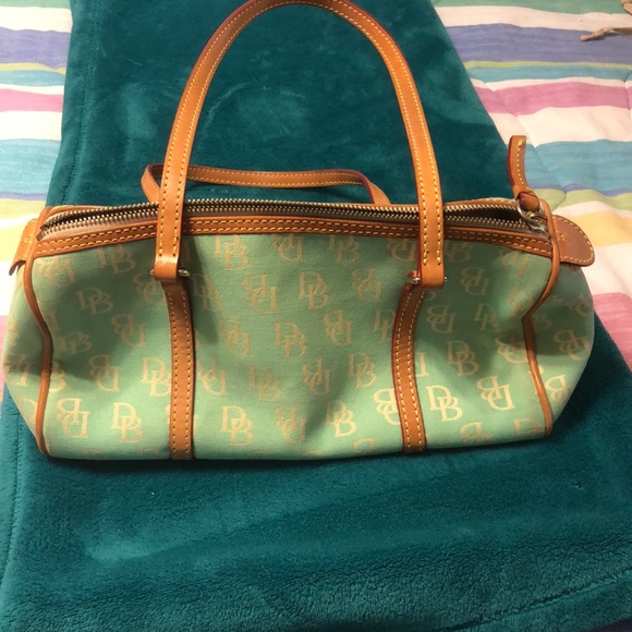 Dooney & Bourke Handbags - Dooney Bourke, leather and canvas seafoam bag